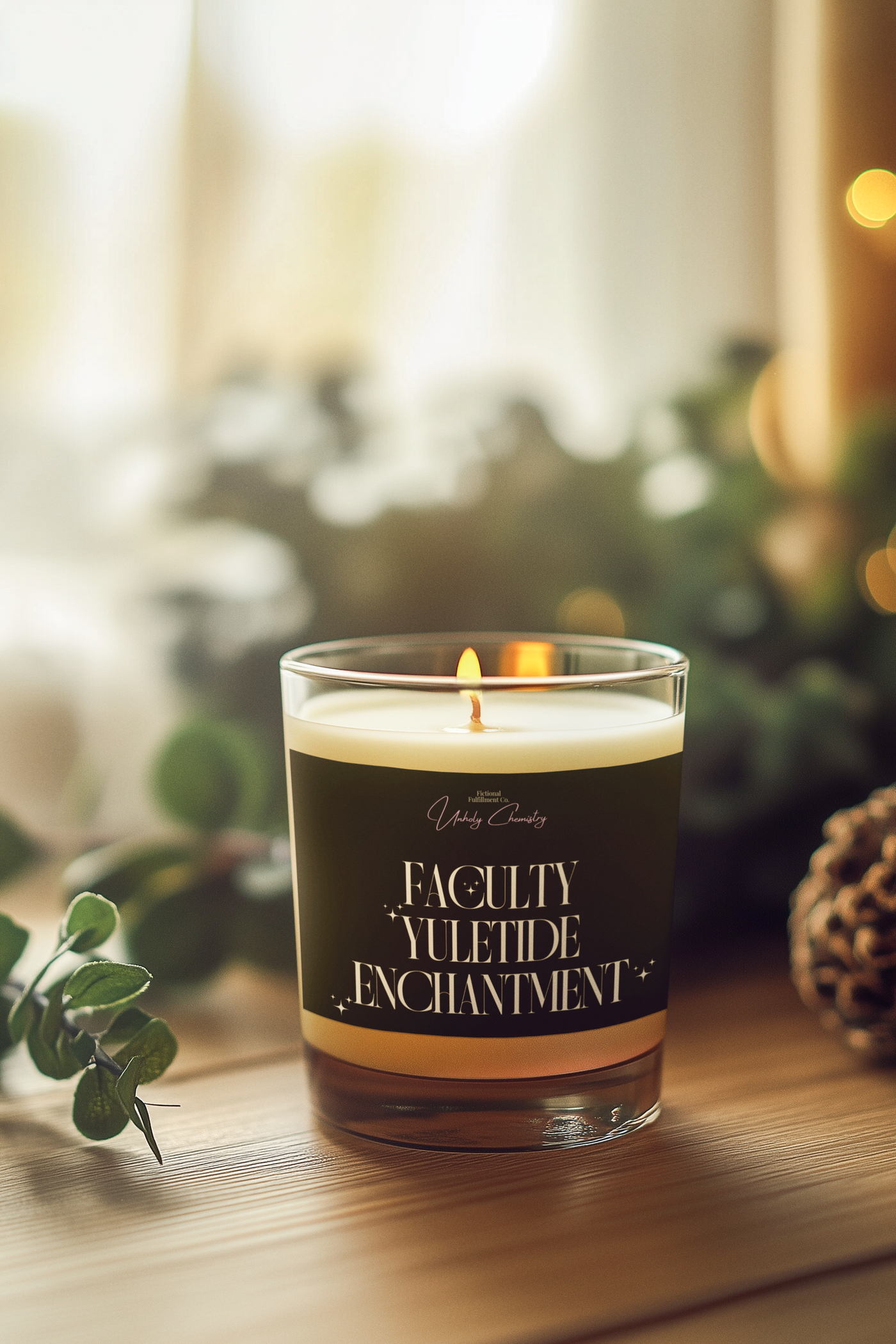 Fizz & Glitz Scented Candle - Nostalgic Dark Academia Holiday Candle - Teacher Christmas Gift